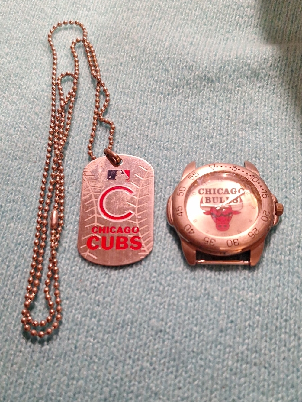 Chicago Cubs Dog Tag/chicago Bulls Face Watch